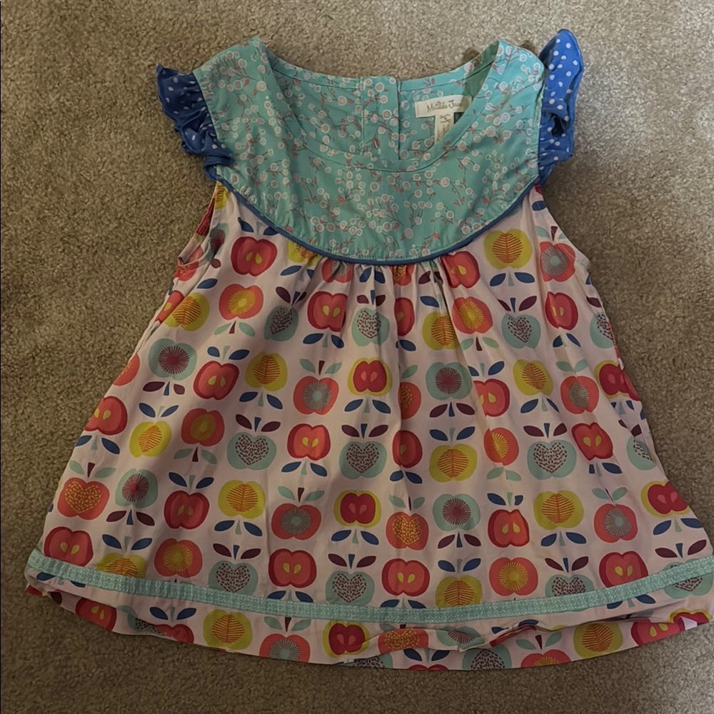 Colorful Kids' Dress with Apple Print